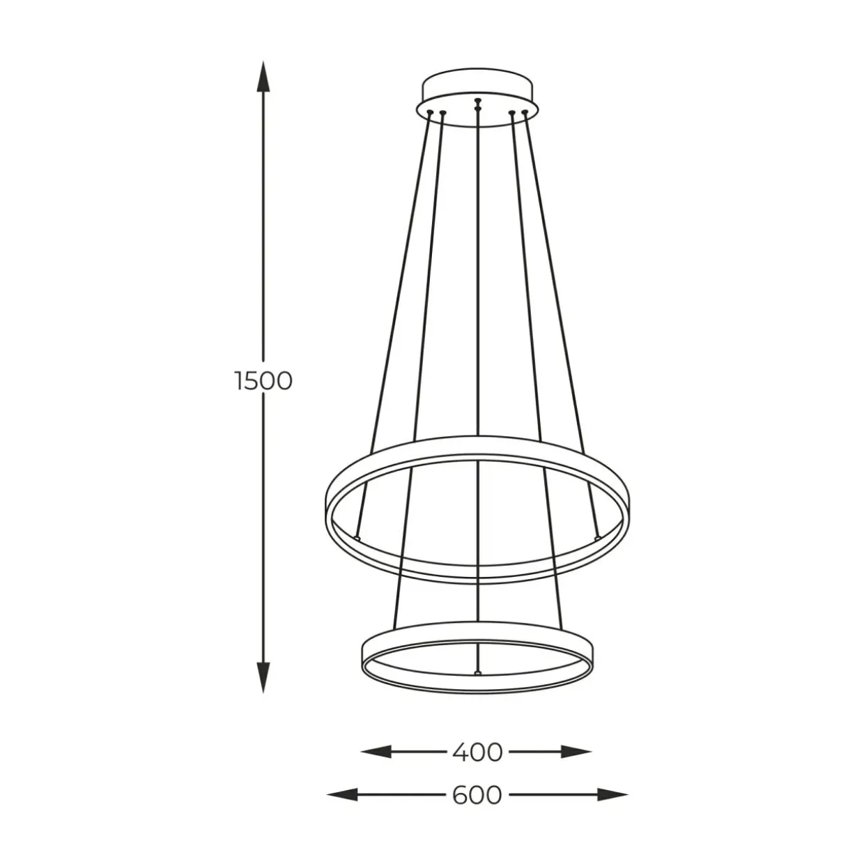 Lampa wisząca LED 2 pierścienie złota BRENO 60 cm