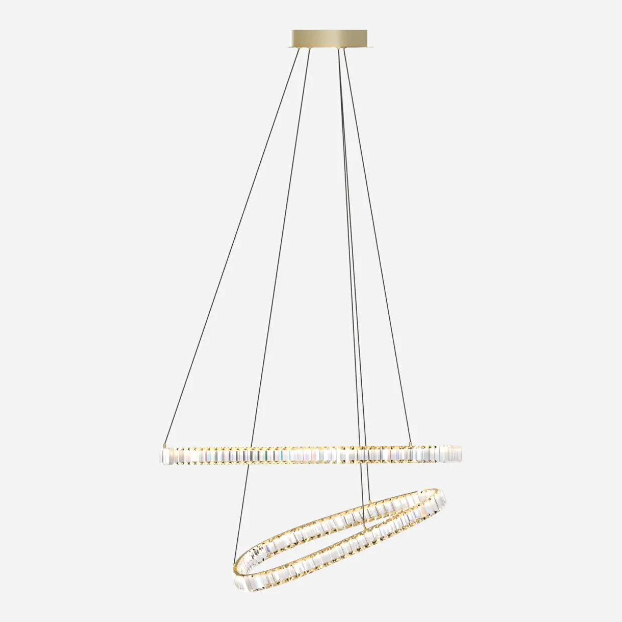 Lampa wisząca LED 2 pierścienie złota ATHESA z pilotem