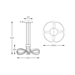 Lampa wisząca LED ABRO czarno-szaro-złota