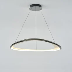 Lampa wisząca LED chromowana czarna GETAFE 85 cm