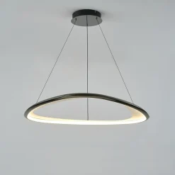 Lampa wisząca LED chromowana czarna GETAFE 85 cm