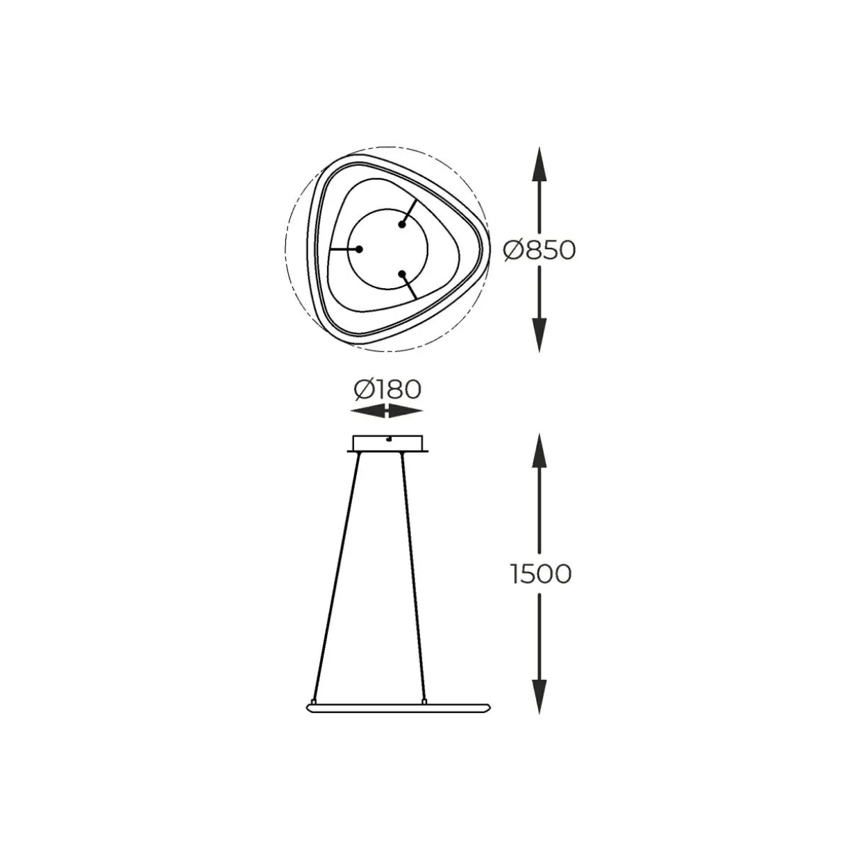 Lampa wisząca LED chromowana czarna GETAFE 85 cm