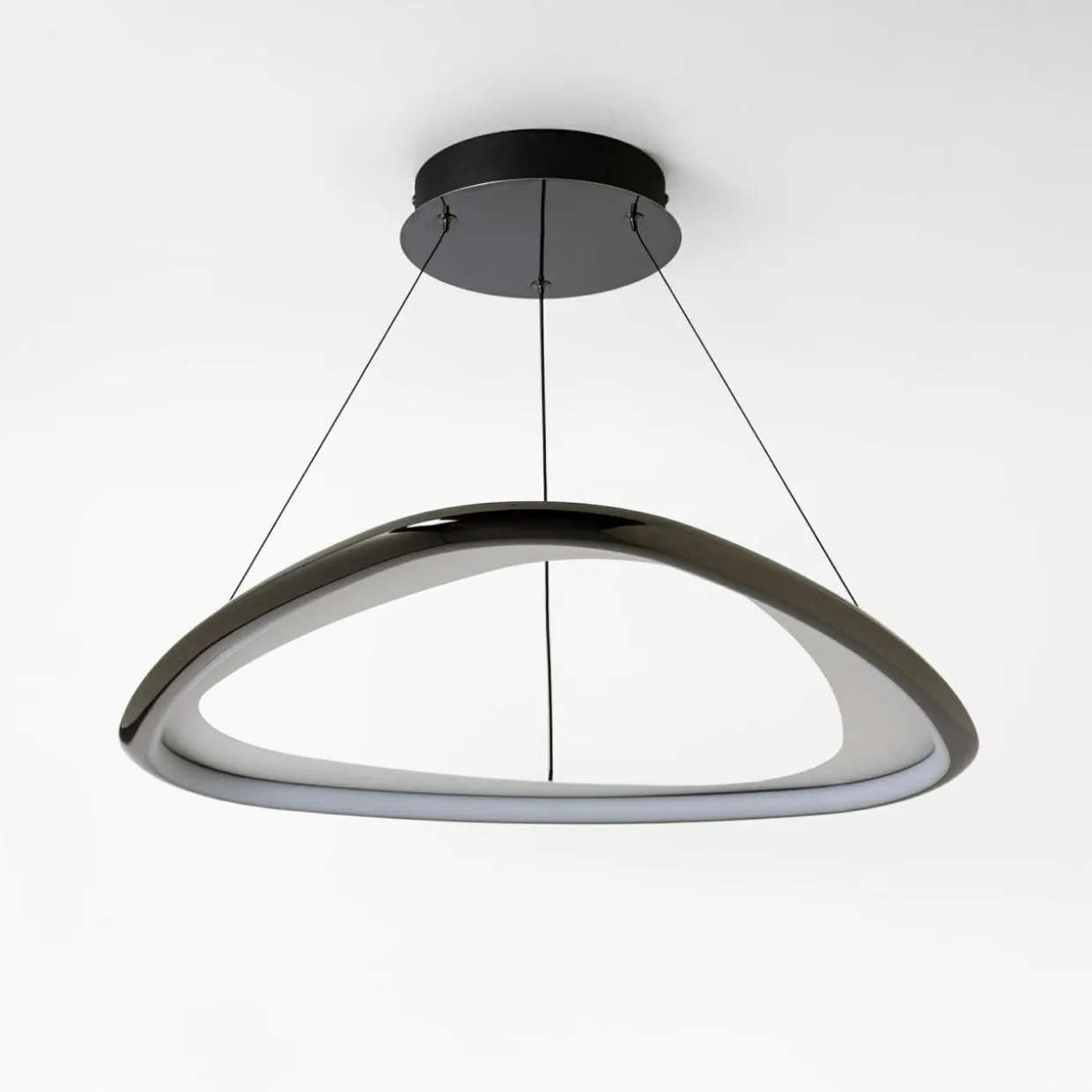 Lampa wisząca LED chromowana czarna GETAFE 65 cm
