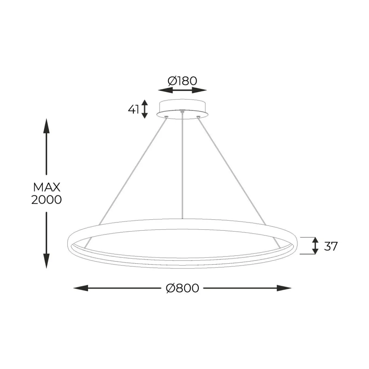 Lampa wisząca LED czarna CARLO 80 cm