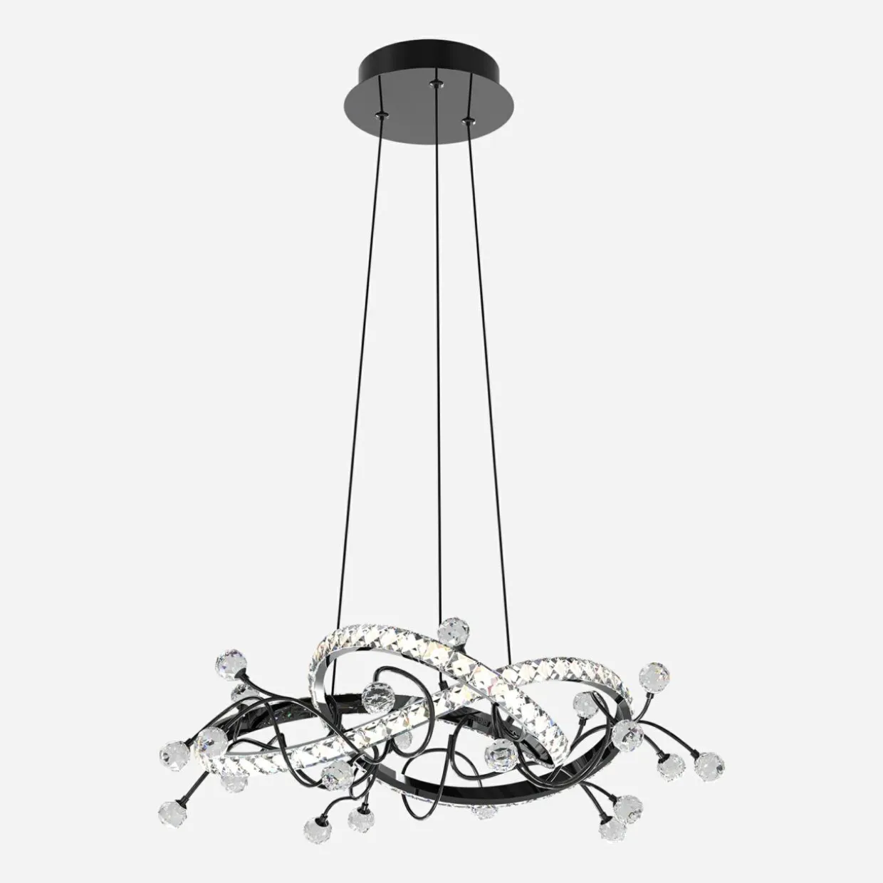 Lampa wisząca LED czarna chrom MAIA z pilotem