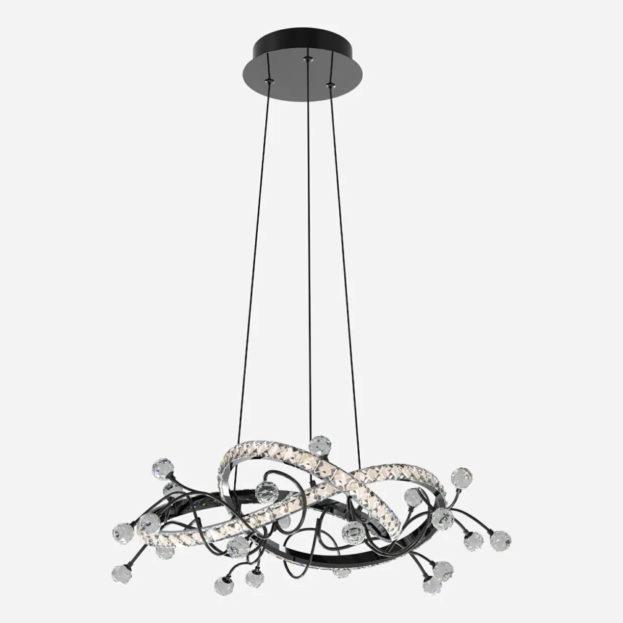 Lampa wisząca LED czarna chrom MAIA z pilotem