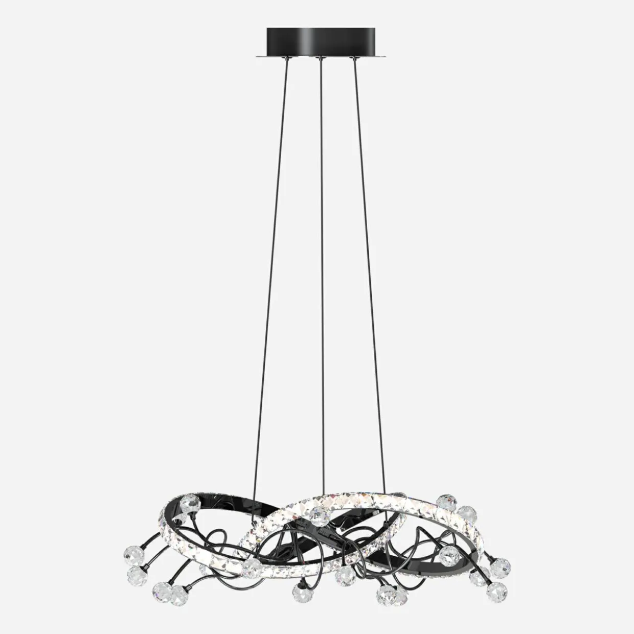 Lampa wisząca LED czarna chrom MAIA z pilotem