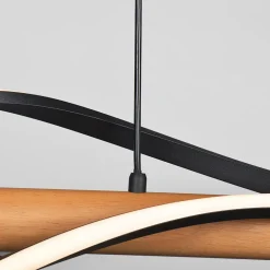 Lampa wisząca LED drewniana czarna BAEZ