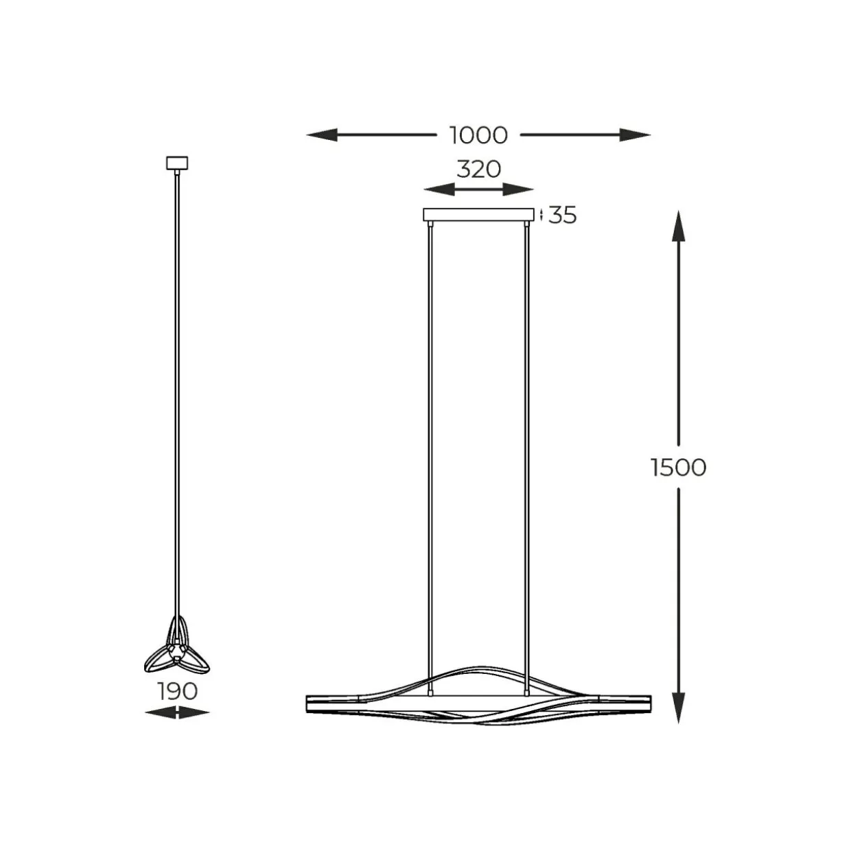 Lampa wisząca LED drewniana czarna BAEZ