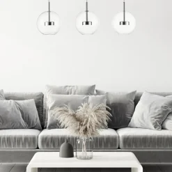 Lampa wisząca LED listwa 3 kule chrom ENCELADUS