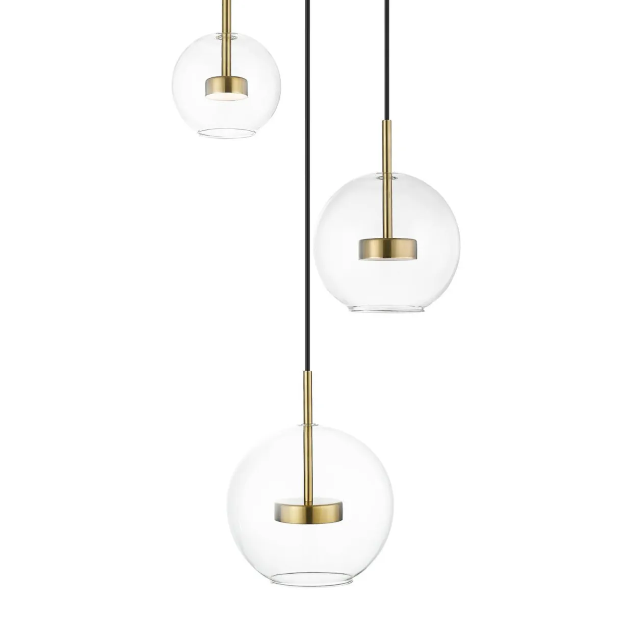 Lampa wisząca LED okragła podstawa 3 klosze złota ENCELADUS