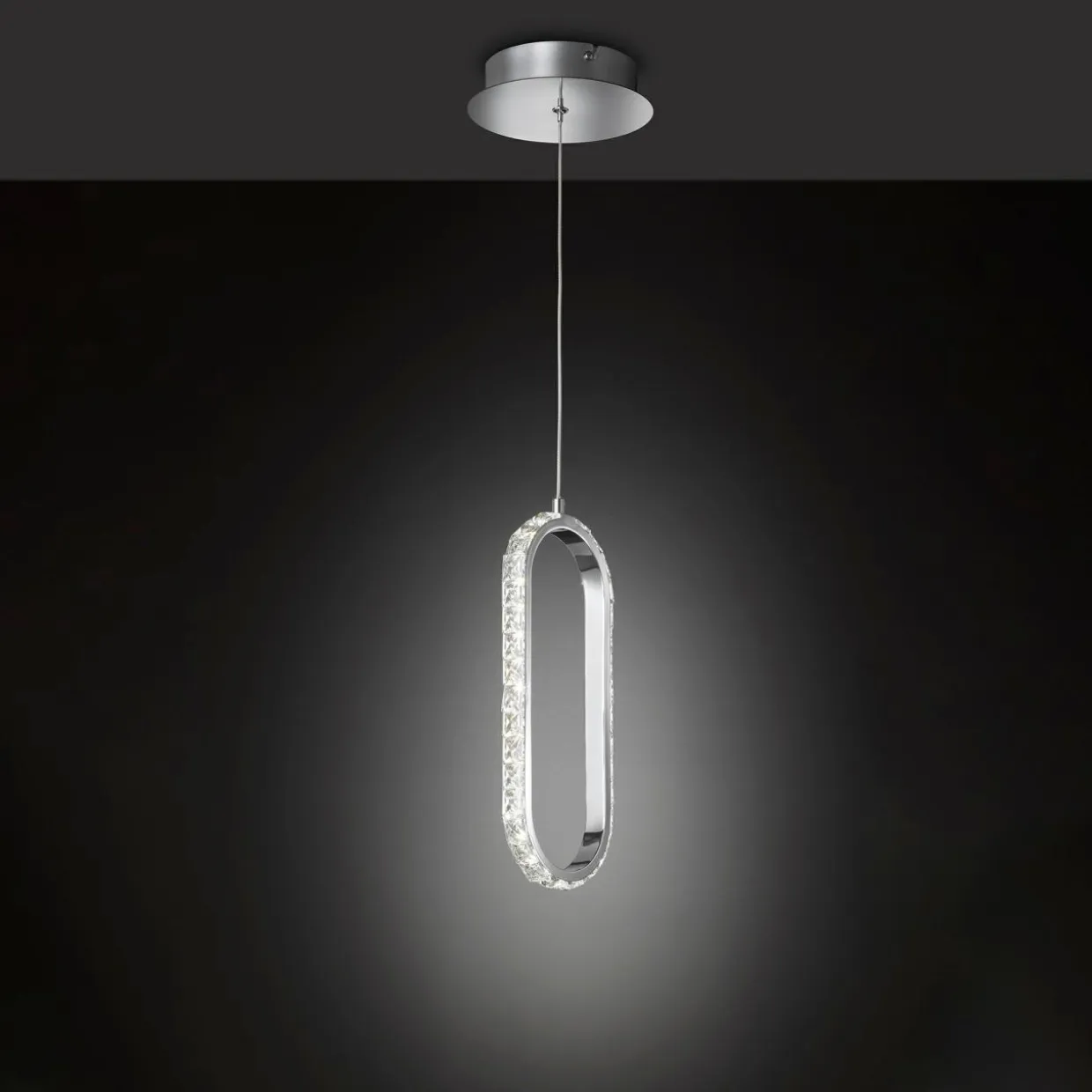 Lampa wisząca LED owalna chrom HARLEY