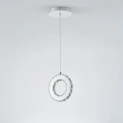 Lampa wisząca LED pierścień chrom GIRONA