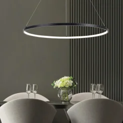 Lampa wisząca LED pierścieniowa czarna HORIK 90 cm