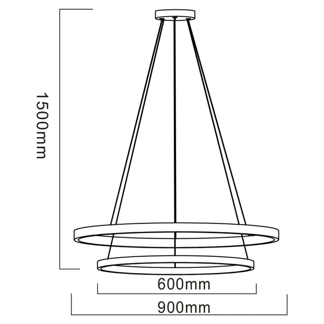 Lampa wisząca LED 2-pierścieniowa czarna HORIK