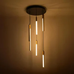 Lampa wisząca LED podstawa okrągła czarna drewniana ELIOT VI