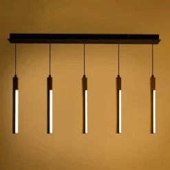 Lampa wisząca LED podstawa listwa czarna drewniana ELIOT V