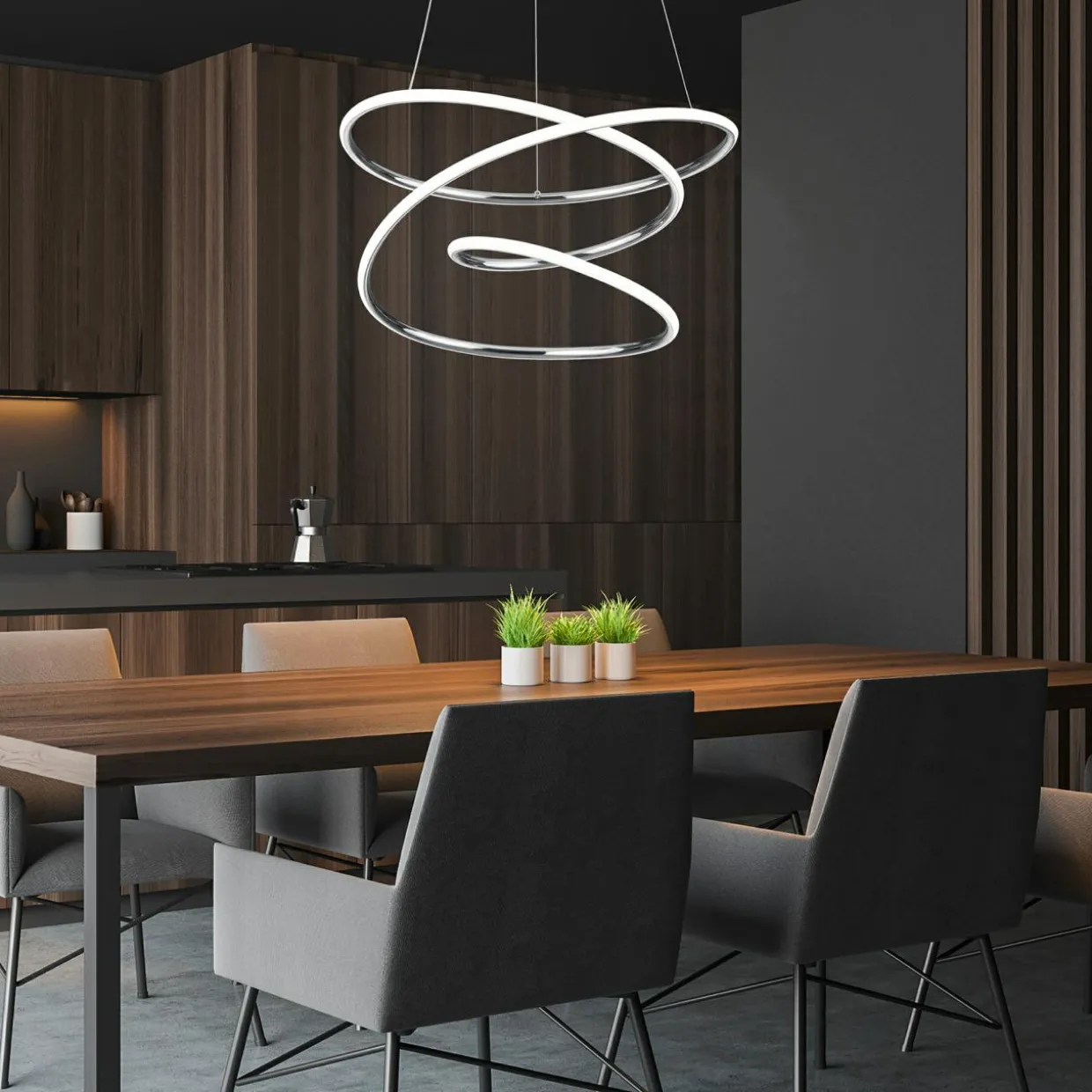 Lampa wisząca LED srebrna BOLOGNA