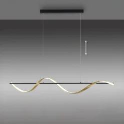 Lampa wisząca LED Wi-Fi czarno-złota Q-SWING z pilotem