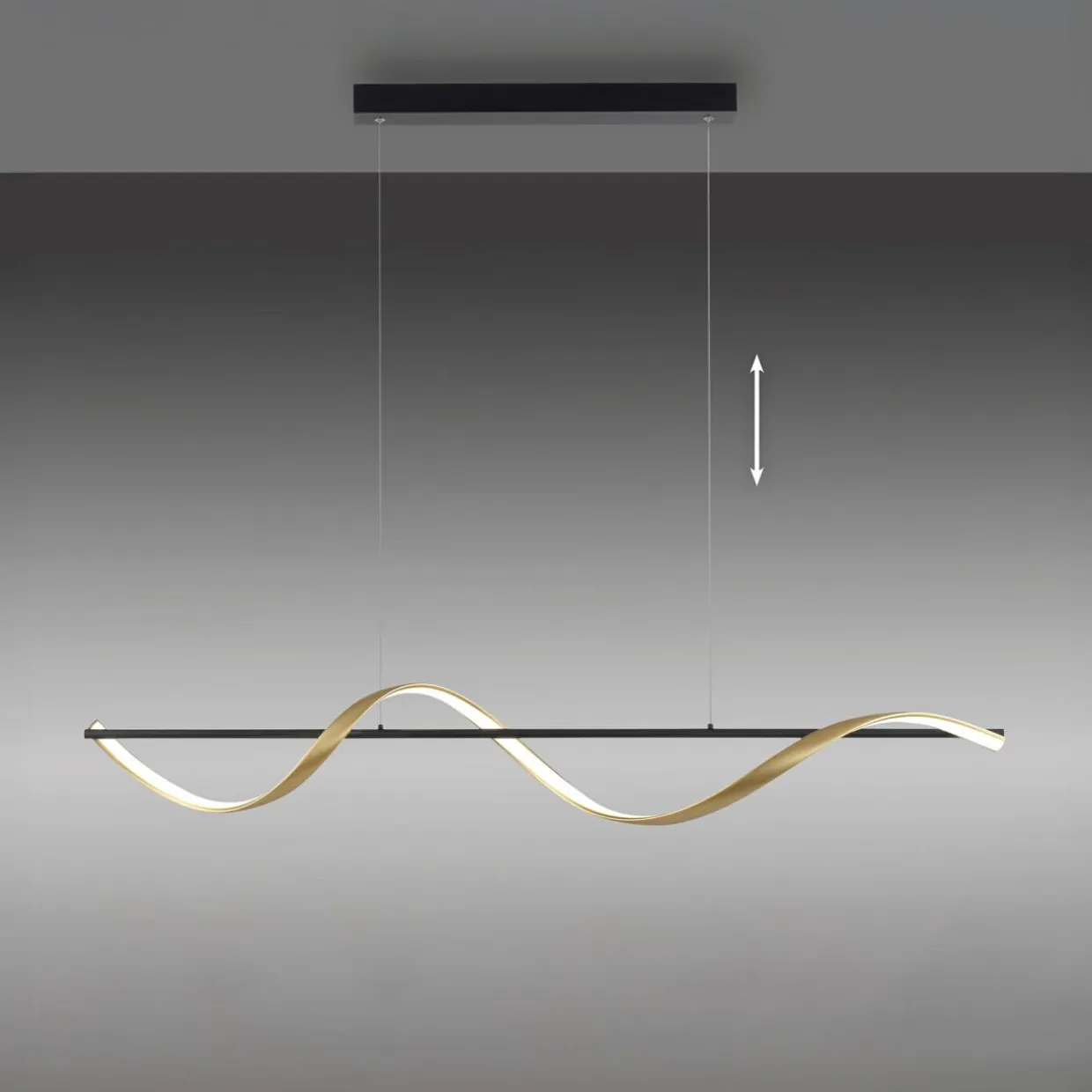 Lampa wisząca LED Wi-Fi czarno-złota Q-SWING z pilotem
