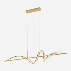 Lampa wisząca LED wstęga złota ATHESA z pilotem