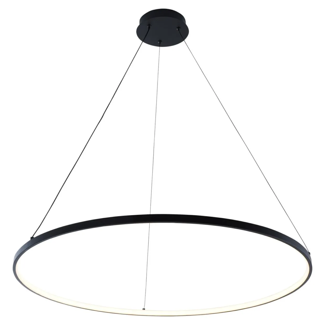 Lampa wisząca LED z pierścieniem czarna BRENO 80 cm