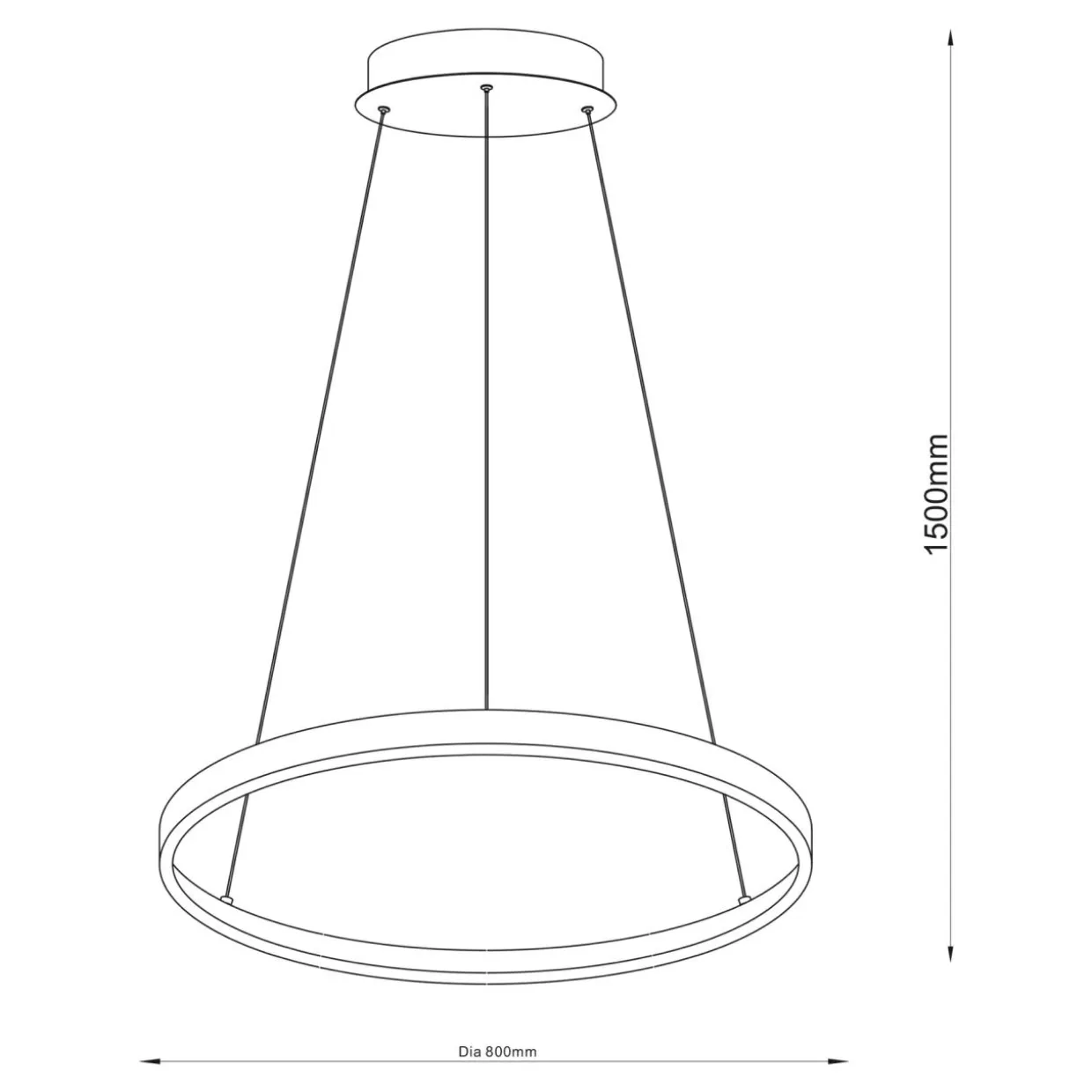 Lampa wisząca LED z pierścieniem czarna BRENO 80 cm