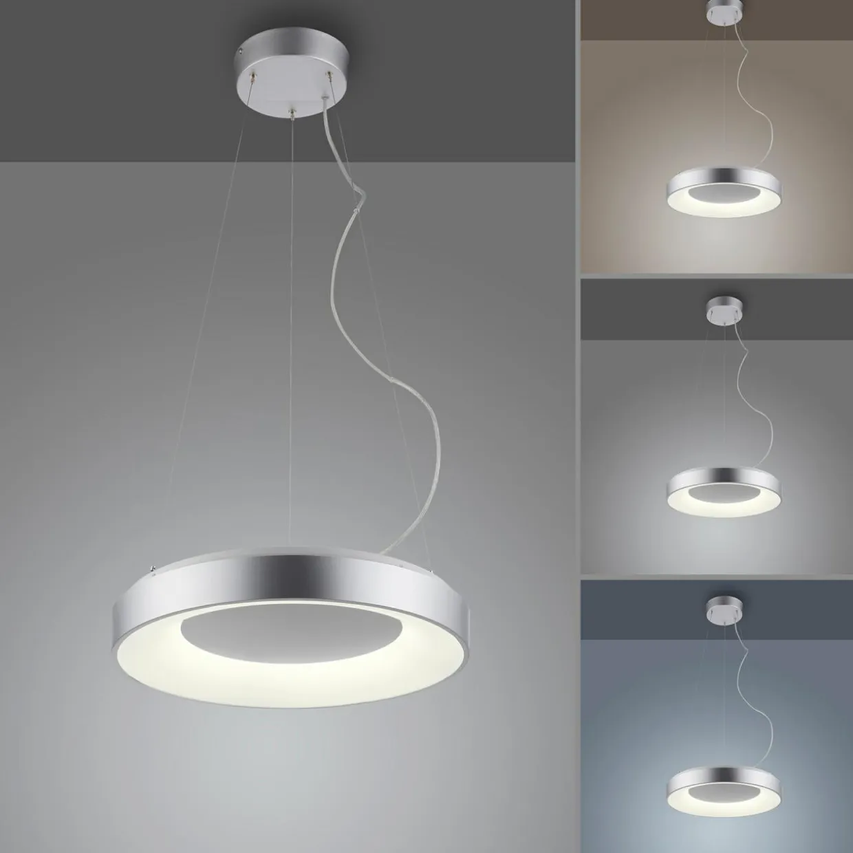 Lampa wisząca LED z pilotem srebrna KETO ANIKA