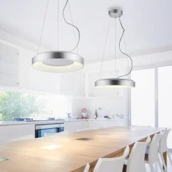 Lampa wisząca LED z pilotem srebrna KETO ANIKA