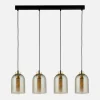 Lampa wisząca listwa 4 klosze amber SATIPO 4