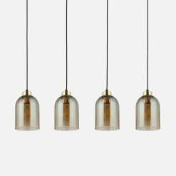 Lampa wisząca listwa 4 klosze amber SATIPO 4