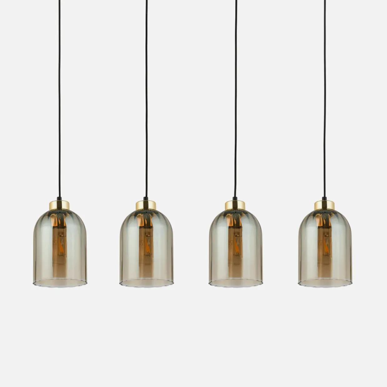Lampa wisząca listwa 4 klosze amber SATIPO 4