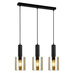 Lampa wisząca listwa 3 klosze czarna SARDO