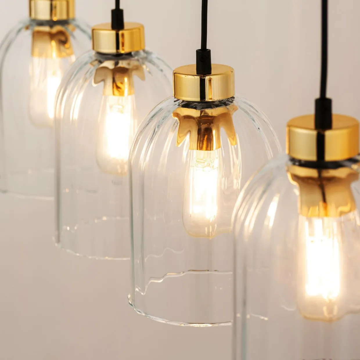 Lampa wisząca listwa 4 klosze transparent SATIPO 4