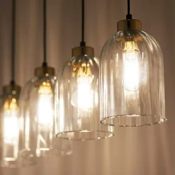Lampa wisząca listwa 4 klosze transparent SATIPO 4
