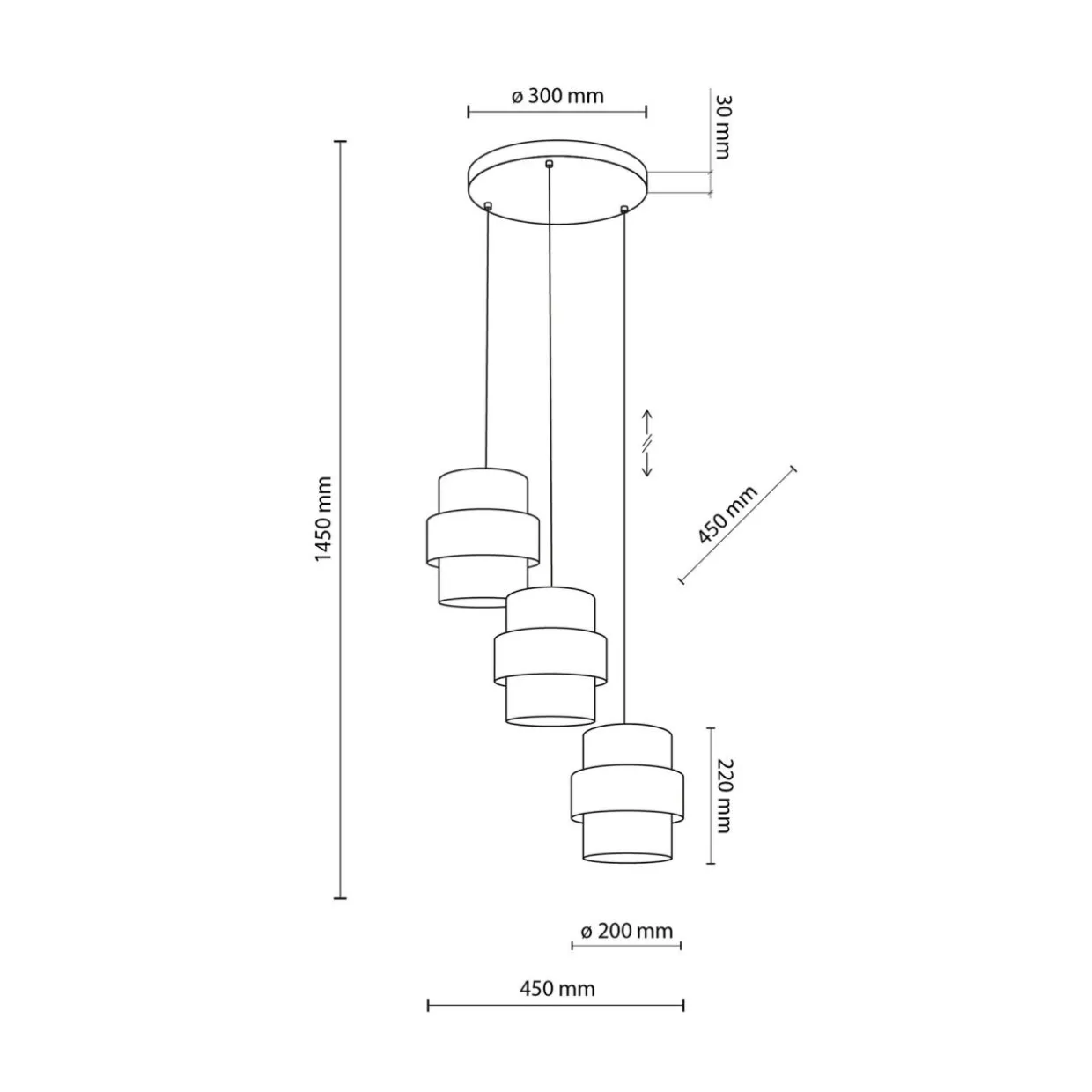 Lampa wisząca okrągła podsufitka czarna CALISTO 3