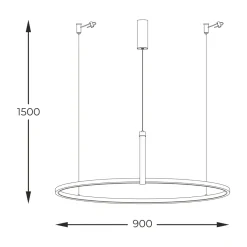 Lampa wisząca pierścieniowa czarna LED CLAUD