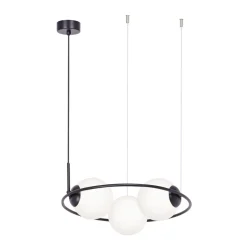 Lampa wisząca pierścieniowa 3 klosze kule czarna PARVA