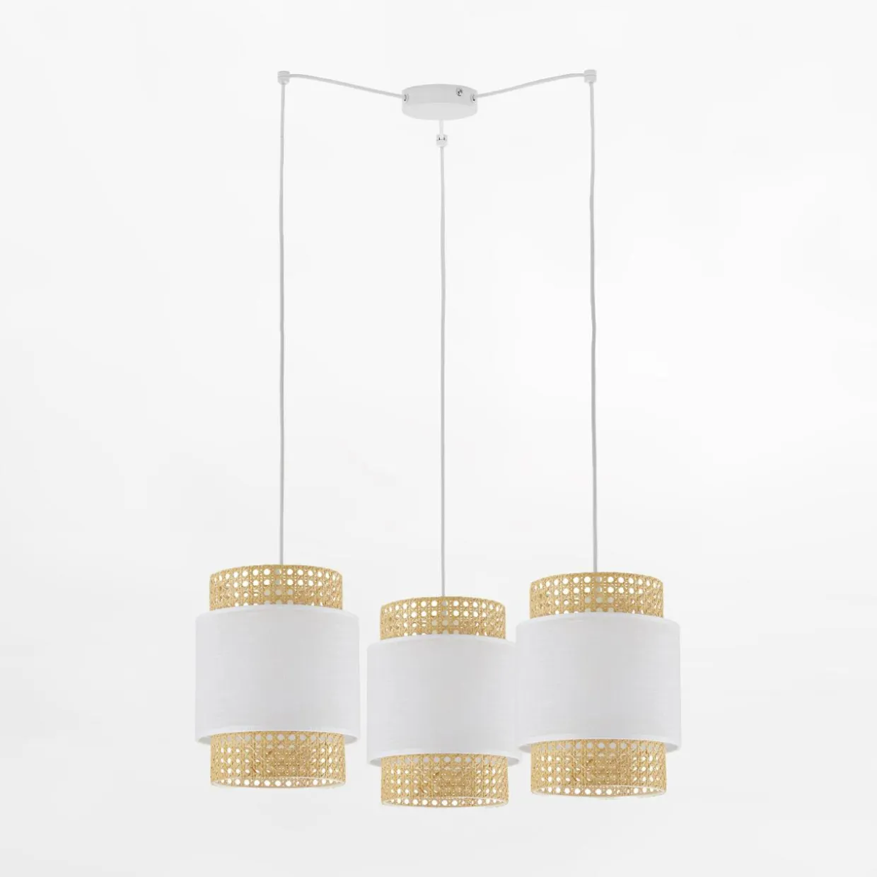 Lampa wisząca rattanowa biała BOHO