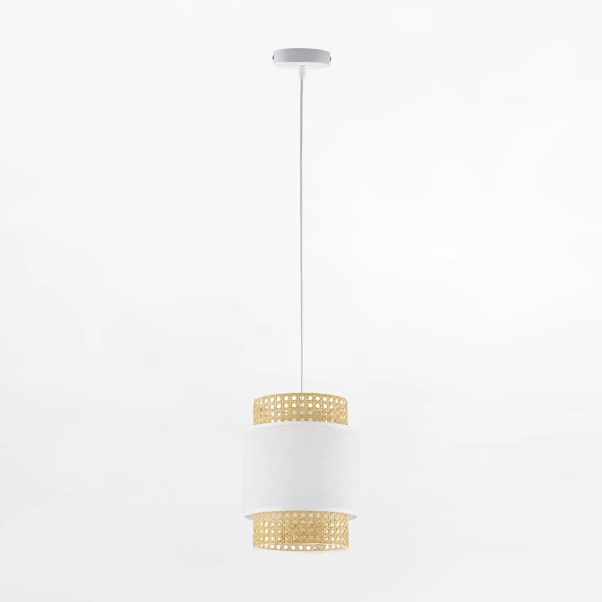 Lampa wisząca rattanowa biała BOHO 20 cm