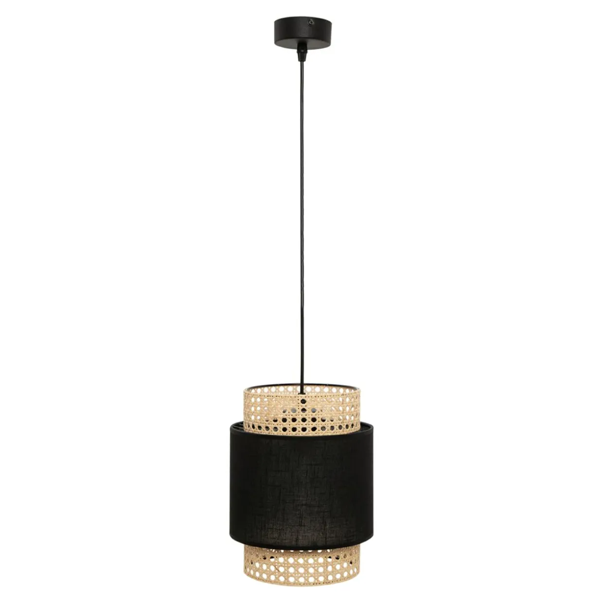 Lampa wisząca rattanowa czarna BOHO 20 cm