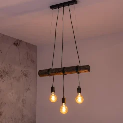 Lampa wisząca rustykalna orzech TRABO 3