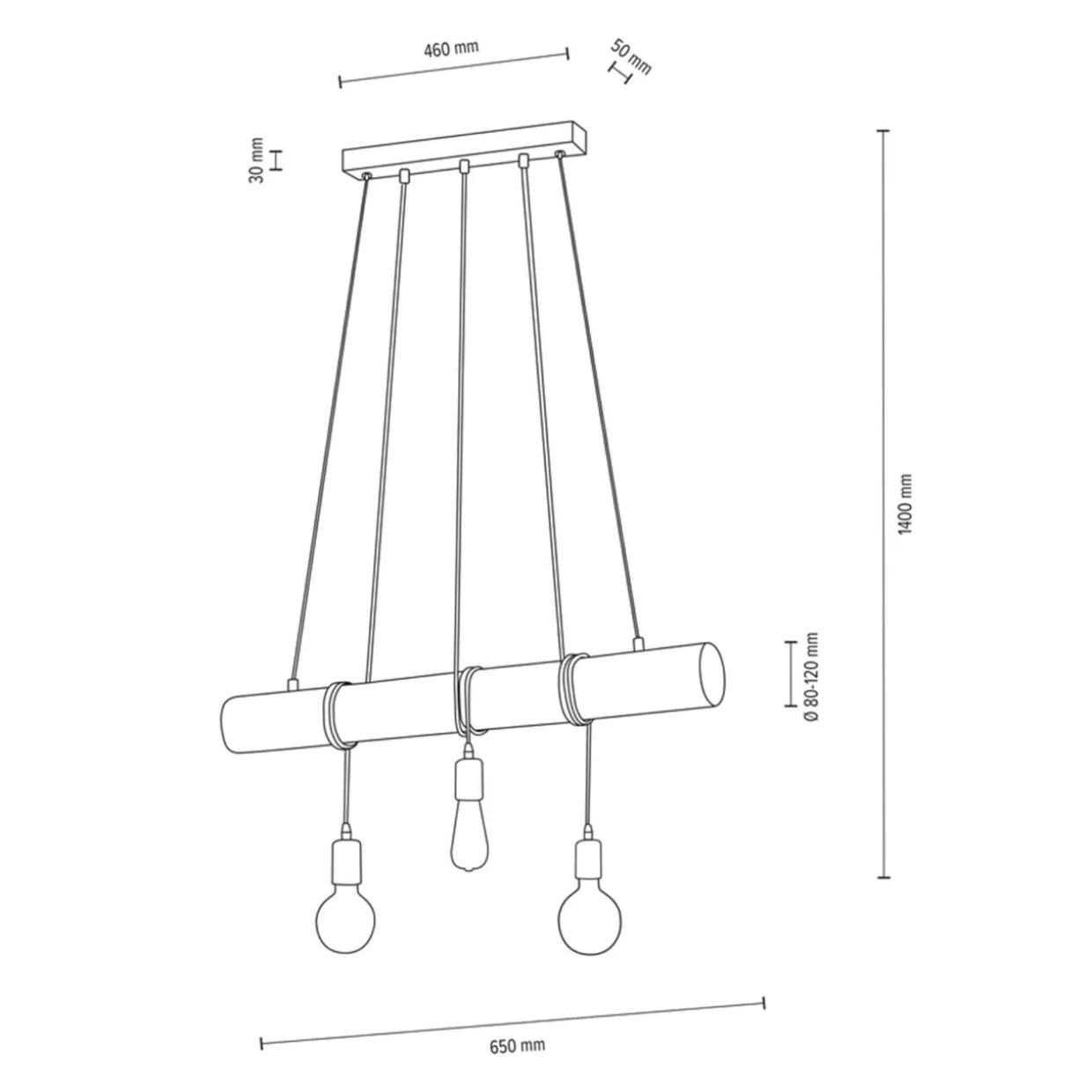 Lampa wisząca rustykalna orzech TRABO 3