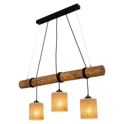 Lampa wisząca rustykalna sosna TRABO JUTE 3
