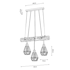 Lampa wisząca rustykalna sosna FORTADA 3