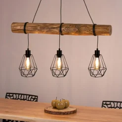 Lampa wisząca rustykalna sosna FORTADA 3