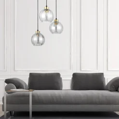 Lampa wisząca transparentna okrągła podstawa DEVI 3