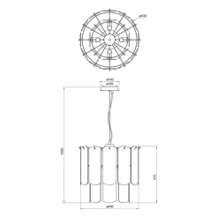 Lampa wisząca transparentne szkło złota NIRA φ43 cm