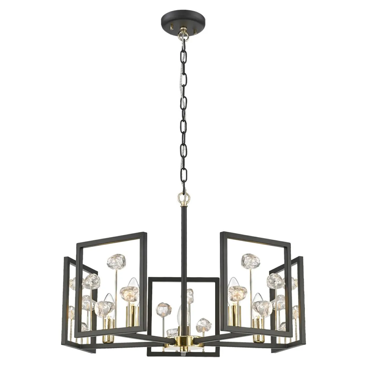 Lampa wisząca z kryształkami czarno-złota CAROLINE 5