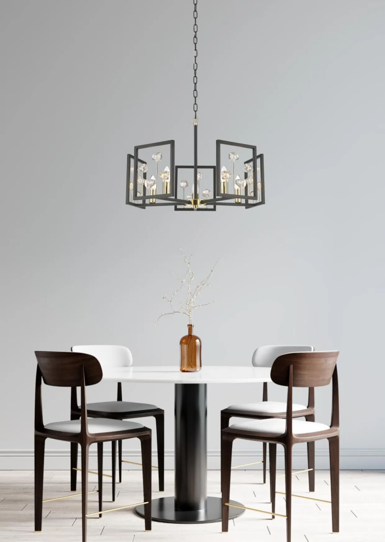 Lampa wisząca z kryształkami czarno-złota CAROLINE 5